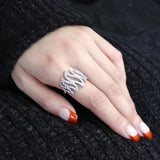 Alamode Rhodium Brass Ring with AAA Grade CZ in Clear - Alamode - Flyclothing LLC
