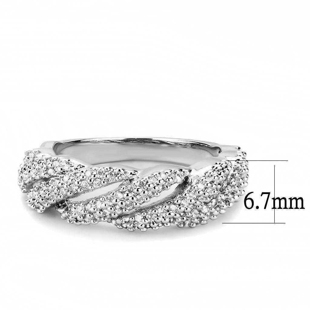 Alamode Rhodium Brass Ring with AAA Grade CZ in Clear - Alamode - Flyclothing LLC