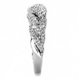 Alamode Rhodium Brass Ring with AAA Grade CZ in Clear - Alamode - Flyclothing LLC