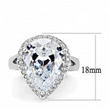 Alamode Rhodium Brass Ring with AAA Grade CZ in Clear - Alamode - Flyclothing LLC