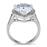 Alamode Rhodium Brass Ring with AAA Grade CZ in Clear - Alamode - Flyclothing LLC