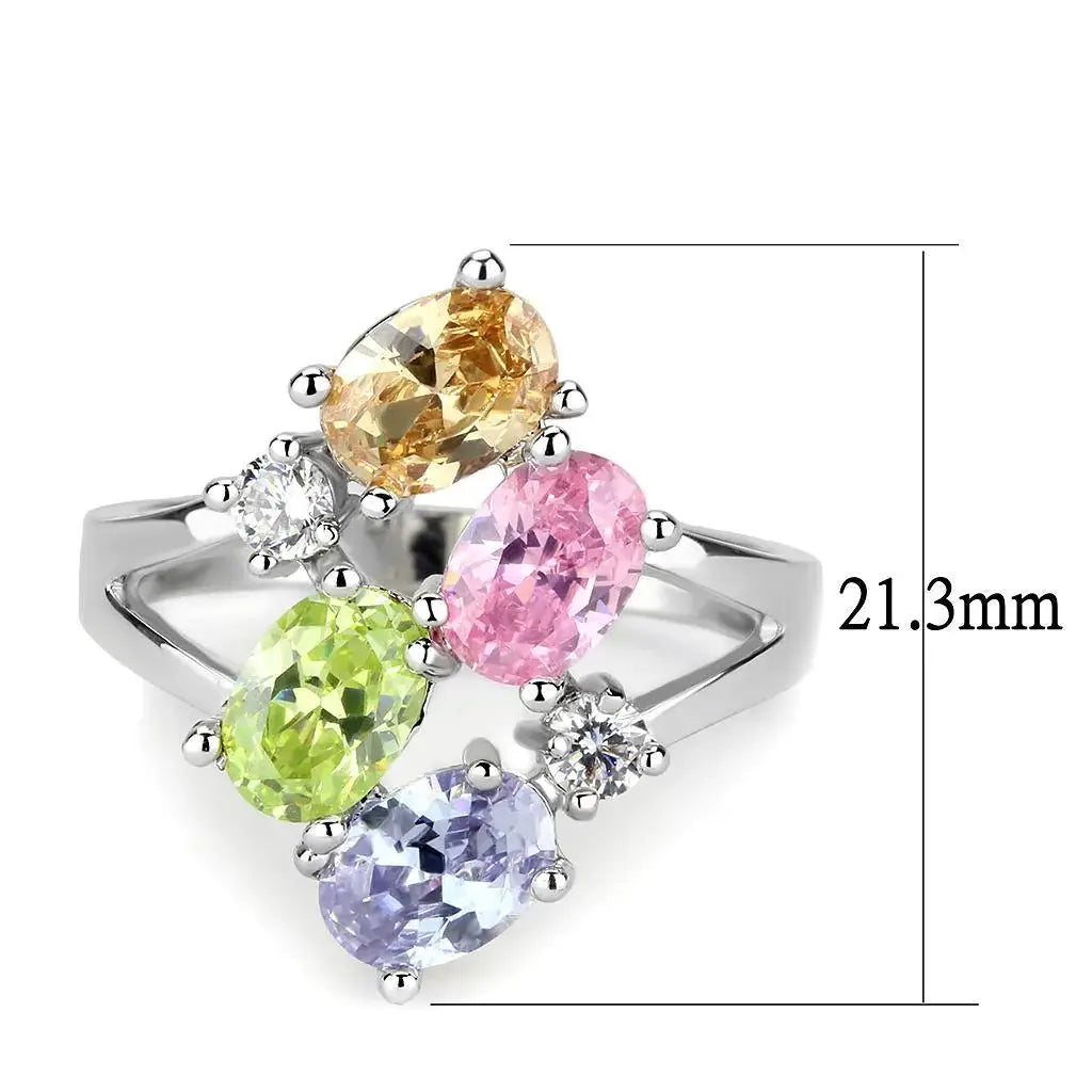 Alamode Rhodium Brass, AAA CZ , Multi Color - Alamode - Flyclothing LLC