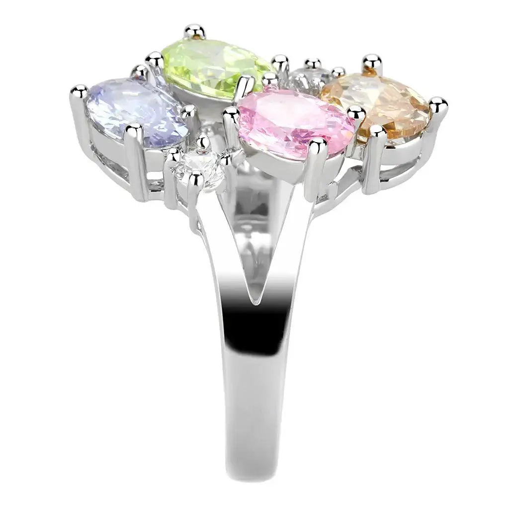 Alamode Rhodium Brass, AAA CZ , Multi Color - Alamode - Flyclothing LLC