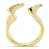 Alamode Gold Brass Ring with AAA Grade CZ in Clear - Alamode