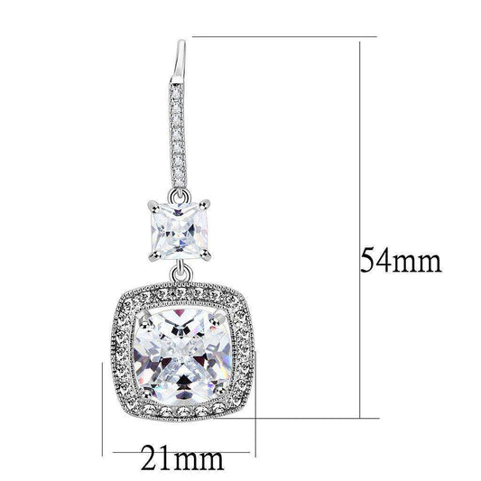Alamode Rhodium Brass Earrings with AAA Grade CZ in Clear - Alamode - Flyclothing LLC