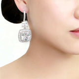 Alamode Rhodium Brass Earrings with AAA Grade CZ in Clear - Alamode - Flyclothing LLC