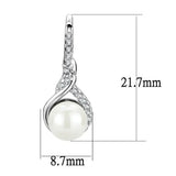 Alamode Rhodium Brass Earrings with Synthetic Pearl in White - Alamode - Flyclothing LLC