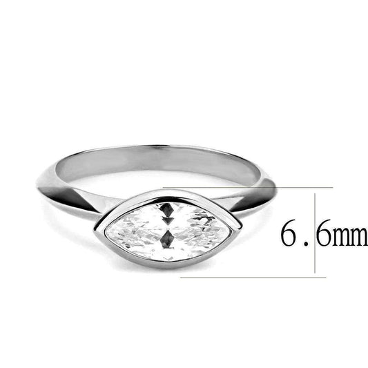 Alamode Rhodium Brass Ring with AAA Grade CZ in Clear - Alamode - Flyclothing LLC