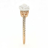 Alamode Rose Gold Brass Ring with Synthetic Synthetic Stone in White - Alamode - Flyclothing LLC