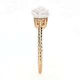 Alamode Rose Gold Brass Ring with Synthetic Synthetic Stone in White - Alamode