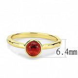 Alamode Gold Brass Ring with Synthetic Synthetic Glass in Garnet - Alamode - Flyclothing LLC