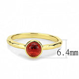 Alamode Gold Brass Ring with Synthetic Synthetic Glass in Garnet - Alamode