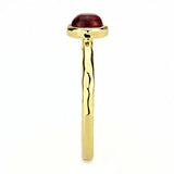 Alamode Gold Brass Ring with Synthetic Synthetic Glass in Garnet - Alamode - Flyclothing LLC