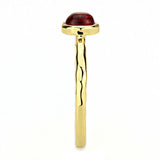 Alamode Gold Brass Ring with Synthetic Synthetic Glass in Garnet - Alamode