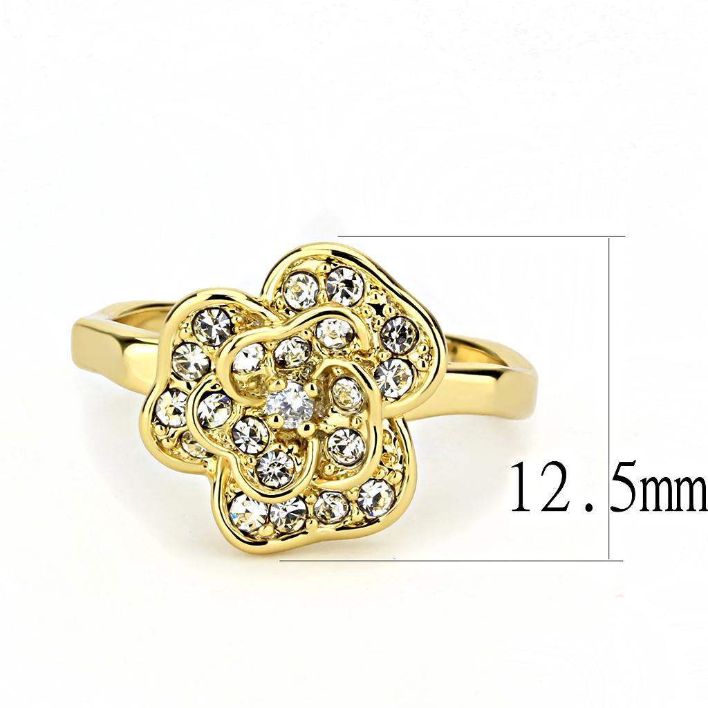 Alamode Gold Brass Ring with Top Grade Crystal in Clear - Alamode - Flyclothing LLC