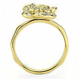 Alamode Gold Brass Ring with Top Grade Crystal in Clear - Alamode