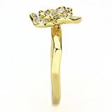 Alamode Gold Brass Ring with Top Grade Crystal in Clear - Alamode