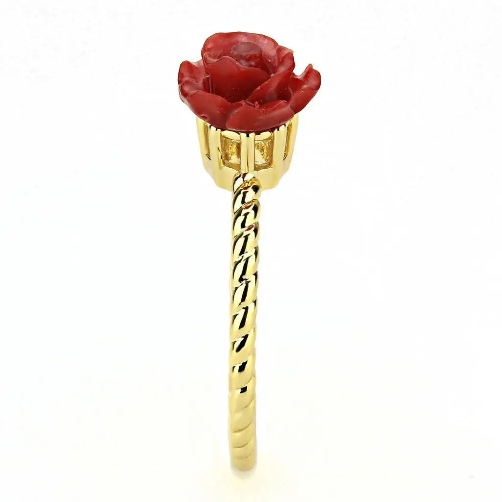 Alamode Gold Brass Ring with Synthetic Synthetic Stone in Siam - Alamode - Flyclothing LLC