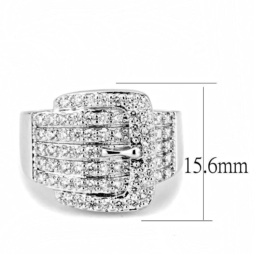 Alamode Rhodium Brass Ring with AAA Grade CZ in Clear - Alamode - Flyclothing LLC