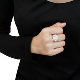 Alamode Rhodium Brass Ring with AAA Grade CZ in Clear - Alamode - Flyclothing LLC