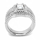 Alamode Rhodium Brass Ring with AAA Grade CZ in Clear - Alamode - Flyclothing LLC