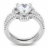 Alamode Rhodium Brass Ring with AAA Grade CZ in Clear - Alamode - Flyclothing LLC