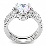 Alamode Rhodium Brass Ring with AAA Grade CZ in Clear - Alamode
