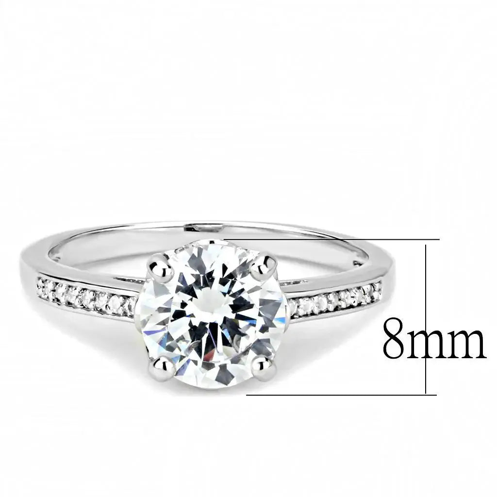 Alamode Rhodium Brass Ring with AAA Grade CZ in Clear - Alamode - Flyclothing LLC