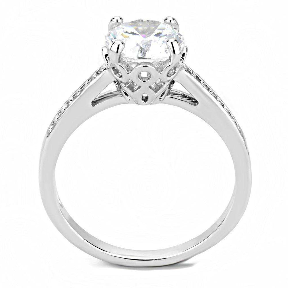 Alamode Rhodium Brass Ring with AAA Grade CZ in Clear - Alamode - Flyclothing LLC