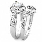Alamode Rhodium Brass Ring with AAA Grade CZ in Clear - Alamode - Flyclothing LLC