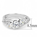 Alamode Rhodium Brass Ring with AAA Grade CZ in Clear - Alamode