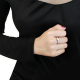 Alamode Rhodium Brass Ring with AAA Grade CZ in Clear - Alamode - Flyclothing LLC