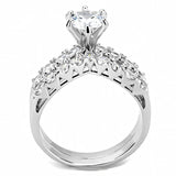 Alamode Rhodium Brass Ring with AAA Grade CZ in Clear - Alamode - Flyclothing LLC