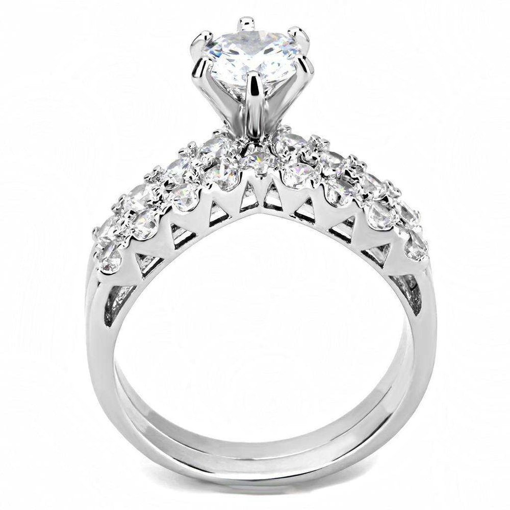 Alamode Rhodium Brass Ring with AAA Grade CZ in Clear - Alamode - Flyclothing LLC