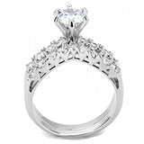 Alamode Rhodium Brass Ring with AAA Grade CZ in Clear - Alamode - Flyclothing LLC