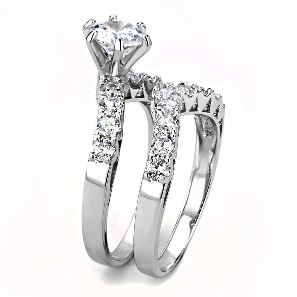 Alamode Rhodium Brass Ring with AAA Grade CZ in Clear - Alamode - Flyclothing LLC