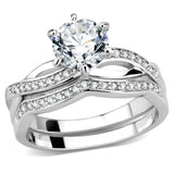 Alamode Rhodium Brass Ring with AAA Grade CZ in Clear - Alamode - Flyclothing LLC