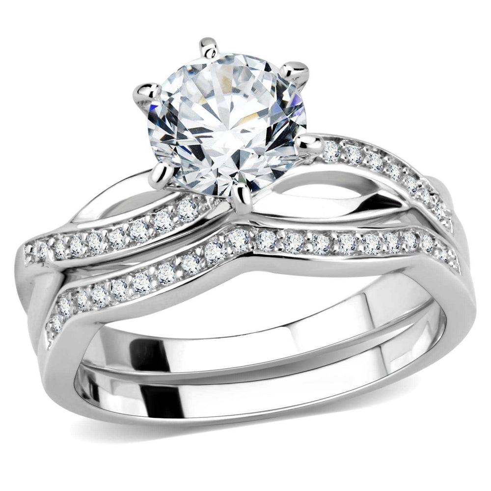 Alamode Rhodium Brass Ring with AAA Grade CZ in Clear - Alamode - Flyclothing LLC