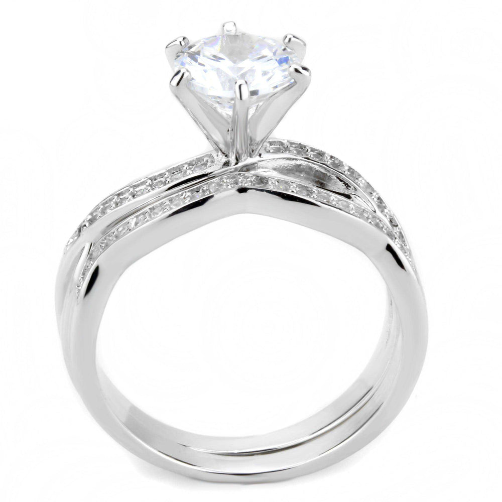 Alamode Rhodium Brass Ring with AAA Grade CZ in Clear - Alamode - Flyclothing LLC