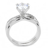Alamode Rhodium Brass Ring with AAA Grade CZ in Clear - Alamode - Flyclothing LLC