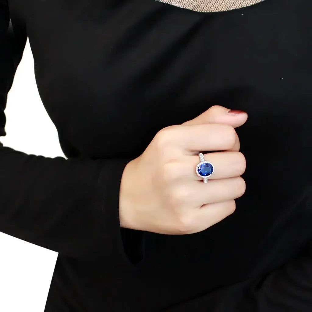 Alamode Rhodium Brass Ring with Synthetic in Montana - Alamode - Flyclothing LLC