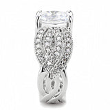 Alamode Rhodium Brass Ring with AAA Grade CZ in Clear - Alamode - Flyclothing LLC