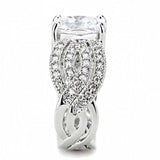 Alamode Rhodium Brass Ring with AAA Grade CZ in Clear - Alamode - Flyclothing LLC