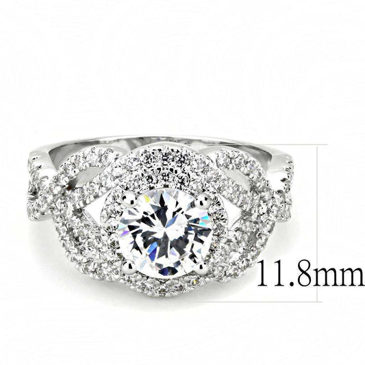 Alamode Rhodium Brass Ring with AAA Grade CZ in Clear - Alamode - Flyclothing LLC