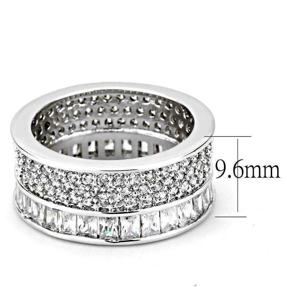 Alamode Rhodium Stainless Steel Ring with AAA Grade CZ in Clear - Alamode - Flyclothing LLC