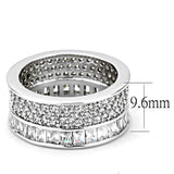 Alamode Rhodium Stainless Steel Ring with AAA Grade CZ in Clear - Alamode