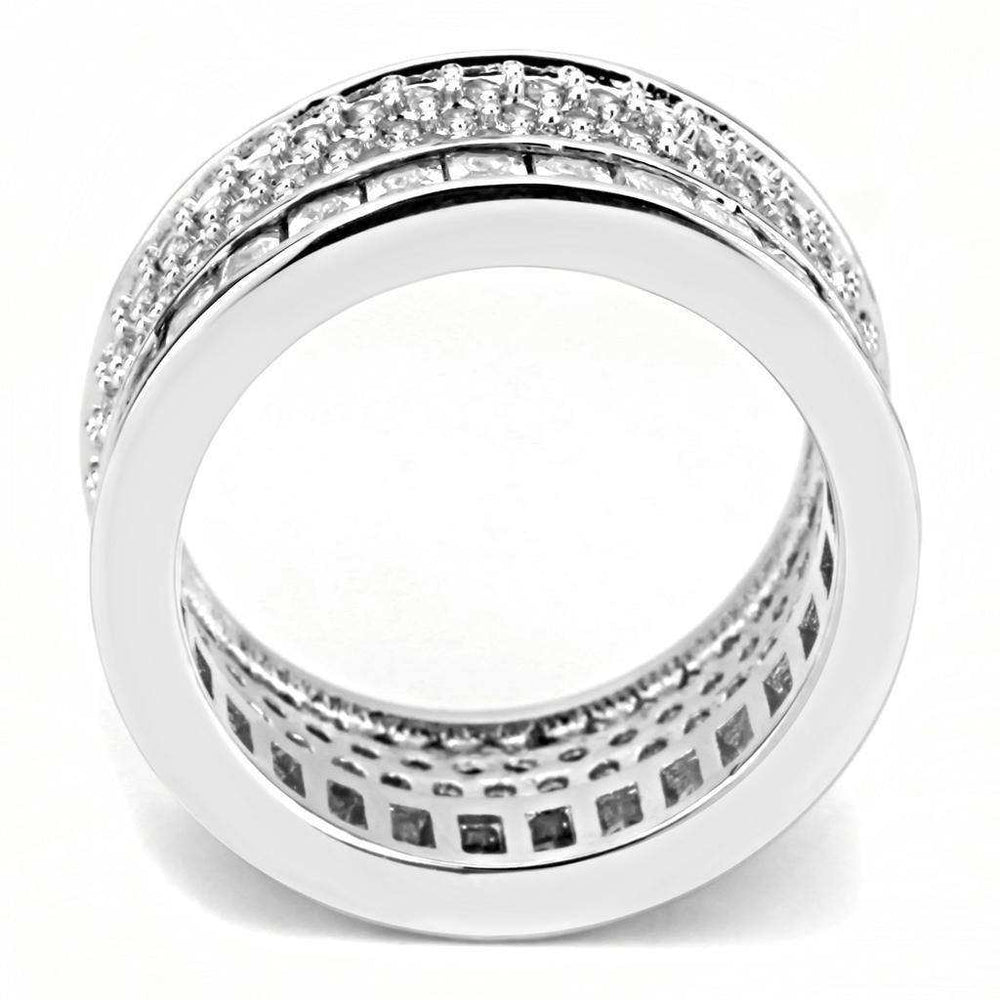 Alamode Rhodium Stainless Steel Ring with AAA Grade CZ in Clear - Alamode - Flyclothing LLC