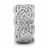 Alamode Rhodium Brass Ring with AAA Grade CZ in Clear - Alamode - Flyclothing LLC
