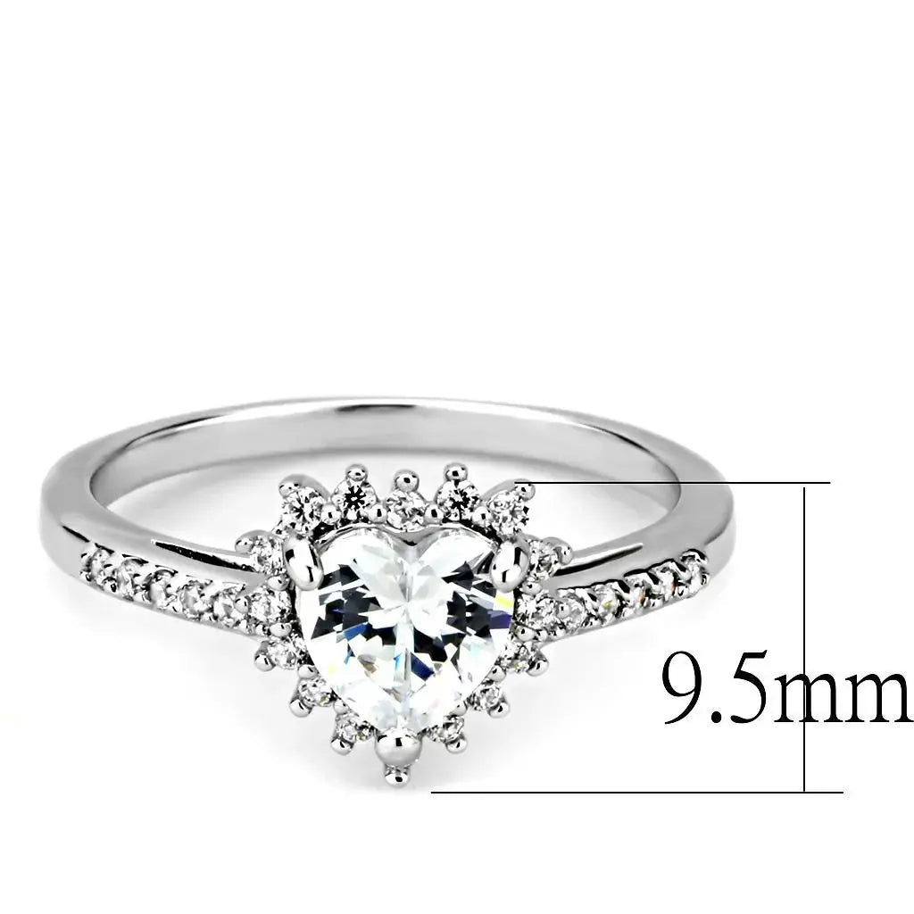 Alamode Rhodium Brass Ring with AAA Grade CZ in Clear - Alamode - Flyclothing LLC