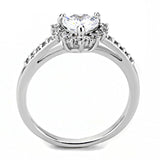 Alamode Rhodium Brass Ring with AAA Grade CZ in Clear - Alamode